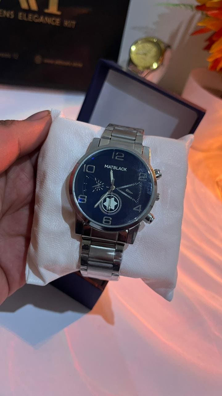 Pack Of 2 Men Watches - MATBLACK AND CRYSTAL COMBO