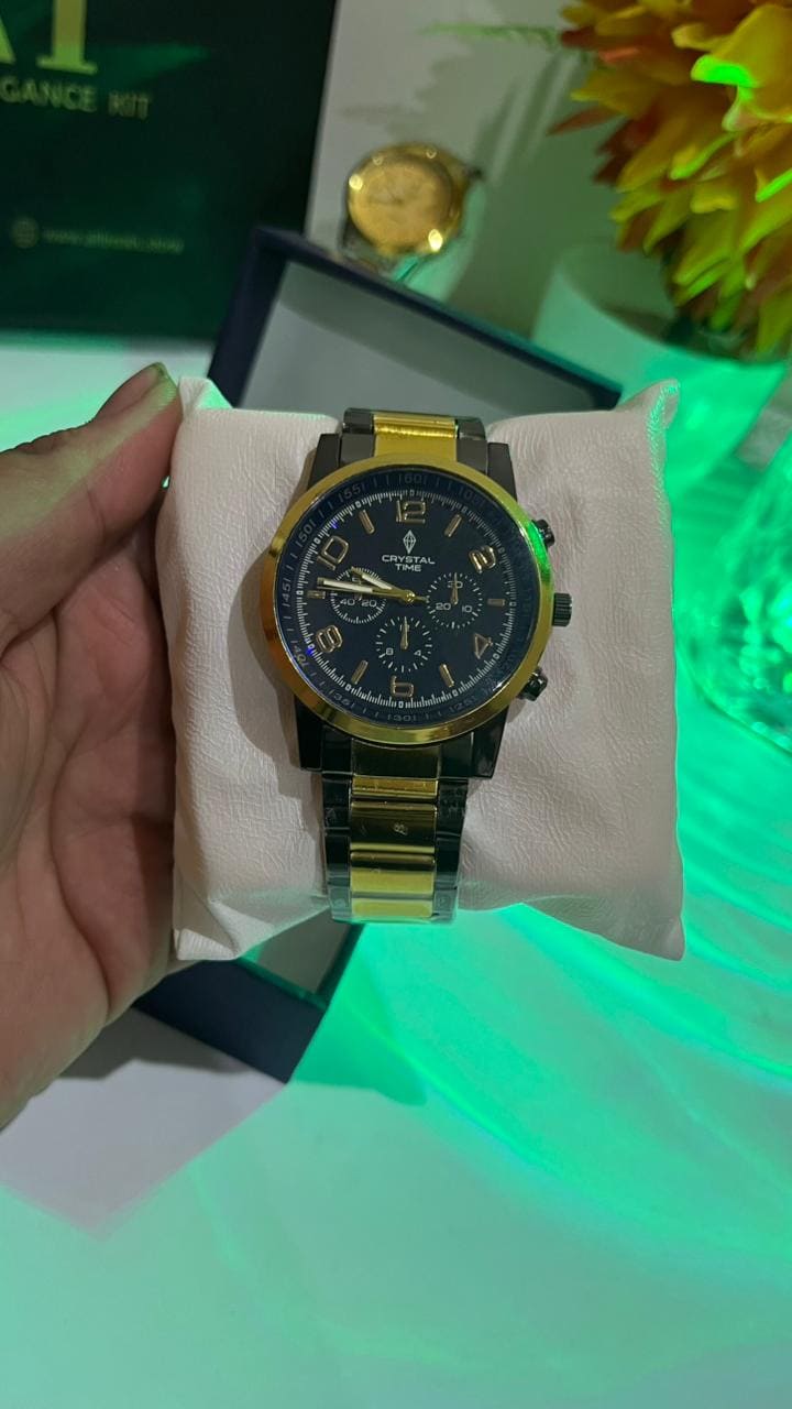 Pack Of 2 Men Watches - MATBLACK AND CRYSTAL COMBO